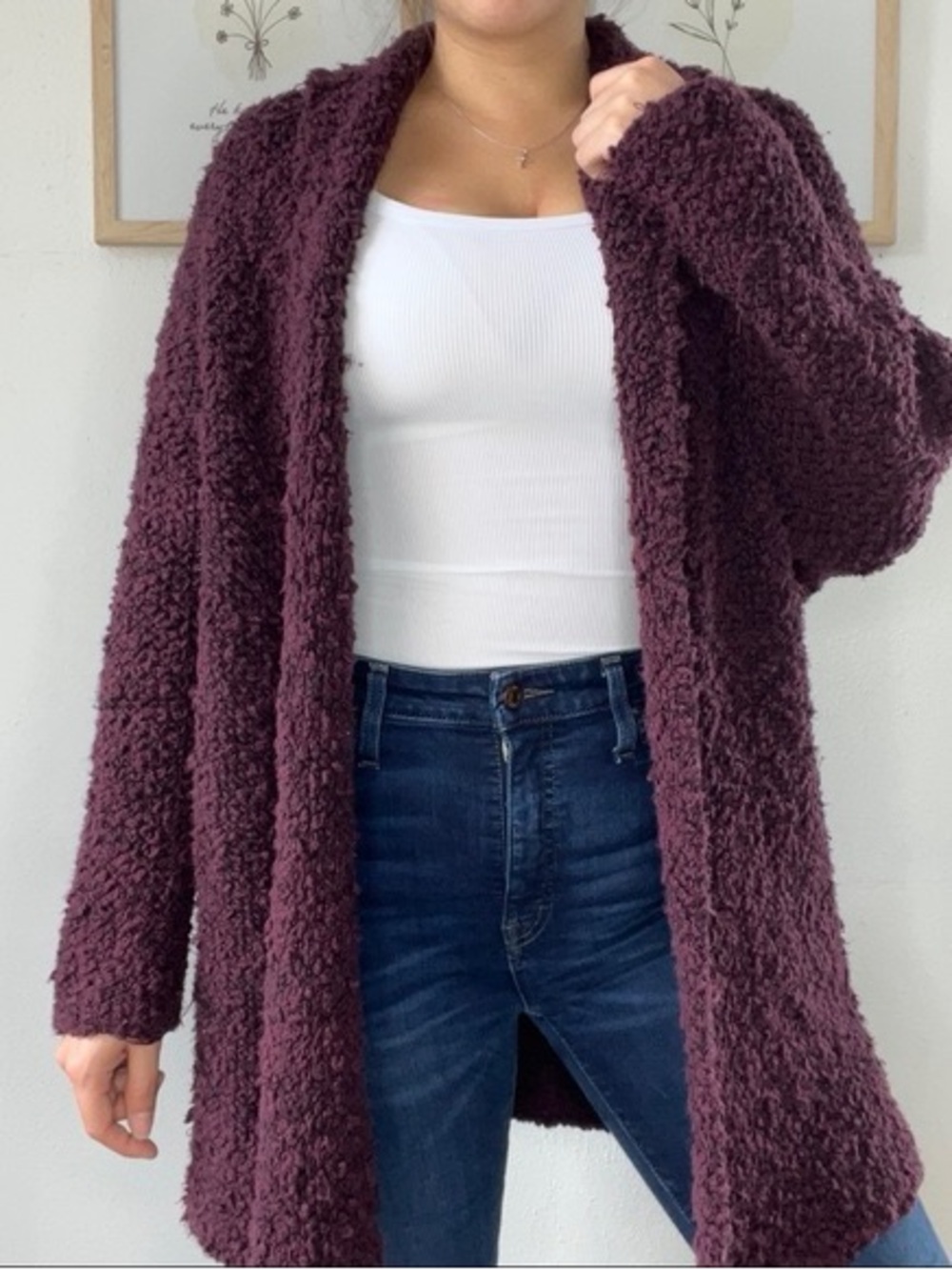Free People Day Dreamer Boucle Roll Neck MIDI Cardigan Sz S